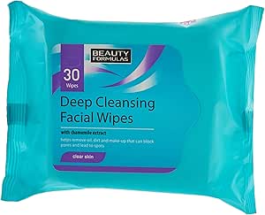 Beauty Formulas Deep Cleansing Facial Wipes I With Chamomile Extract I 30 Wipes
