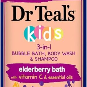 Dr Teal's Kids 3-in-1 Elderberry Bath: Bubble Bath, Body Wash & Shampoo, 20 fl oz