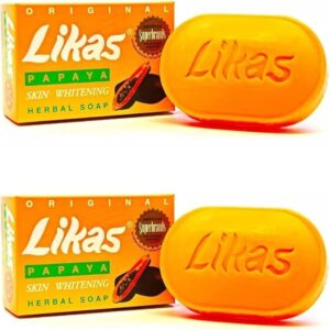 Likas Papaya Skin Whitening Soap - Herbal Bath Soap For Face and Body - For Clearer and Finer Skin Complexion - Enriched with Enzymes - Promo 2 Pack x 135 grams - Total of 270 Grams